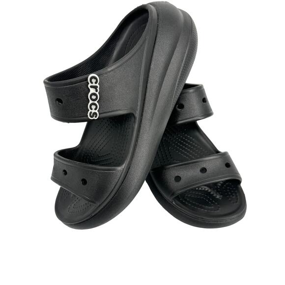 Crocs Classic Crush Platform Sandals Black Size 10 - Picture 1 of 11